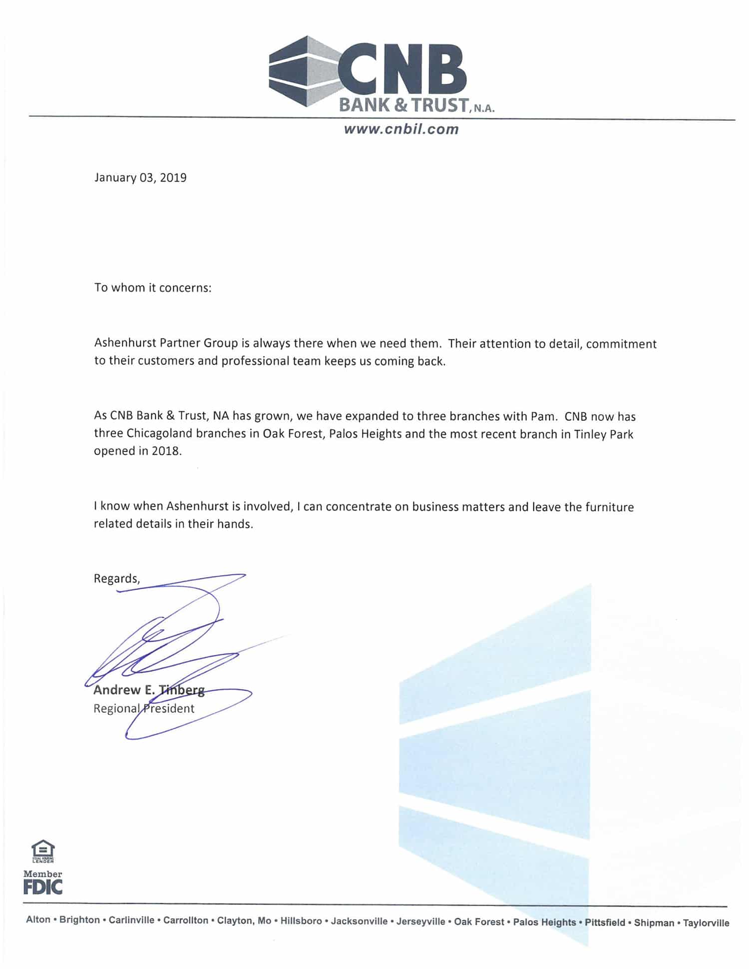 Ashenhurst Partner Group - CNB Bank Testimonial
